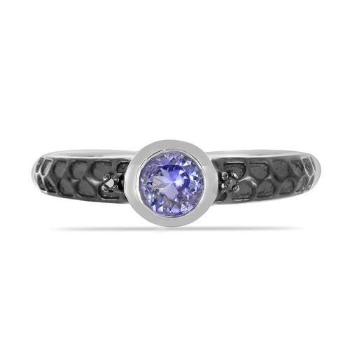 NATURAL TANZANITE GEMSTONE CLASSIC RING IN 925 SILVER